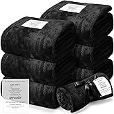 Moukeren 6 Pack Employee Appreciation Gifts Thank You Blankets Bulk, 50 x 60 Inch Fuzzy Cozy Blankets with Inspirational Quote, Soft Flannel Throws for Teachers Nurses(6 Pack,Black,Appreciated)