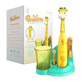 Brusheez Kids’ Electric Toothbrush Set - Safe & Effective for Ages 3+ - Parent Tested & Approved with Gentle Bristles, 2 Brush Heads, Rinse Cup, 2-Minute Timer, & Storage Base (Jovie The Giraffe)