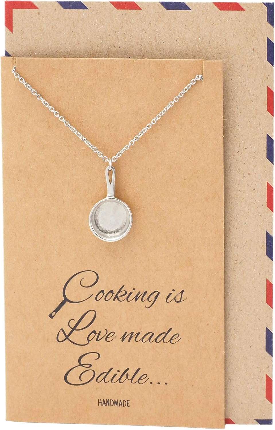 Quan Jewelry Handmade Pan Pendant Necklace, Gifts for Chefs, Gift for Bakers Mom and Cooking Lovers. Tiny Kitchen Stainless Steel Pastry Maker, Gifts for Mom on Mother's Day & Christmas