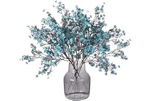 MOMKIDS 6 Pcs Artificial Flowers Fake Babys Breath Bouquet Bulk Faux Gypsophila Flowers Real Touch Silk Flower for Home Office Kitchen Restaurant Centerpieces Wedding Christmas Party Decoration (Coral Blue)