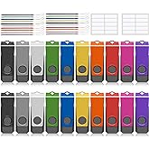8GB USB Flash Drive 20 Pack AGECASH USB 2.0 Thumb Drives Bulk USB Drive | Jump Zip Drive FAT32 USB Flash Drive Multipack Flashdrive Memory Stick for Data Storage with 20PCS Lanyard (8GB - Colorful)