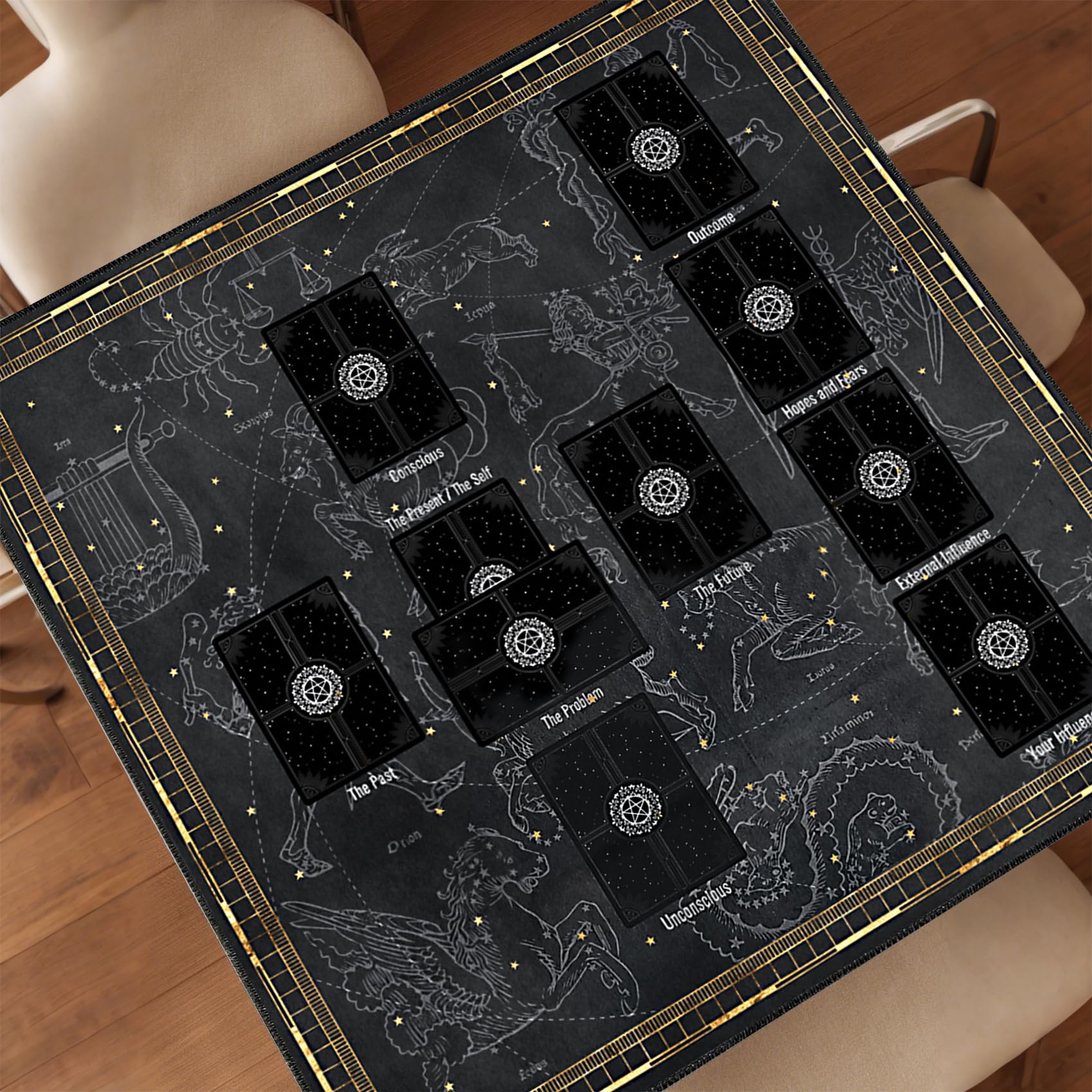 Knana 3Pcs Tarot Card Cloth Tarot Mat Celtic Cross Tarot Cloth for Reading (Gray Black)