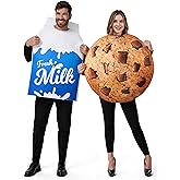 Spooktacular Creations 2Pcs Adult Couple Cookie & Milk Costume Funny Food Suit for Halloween Costume Cosplay Party