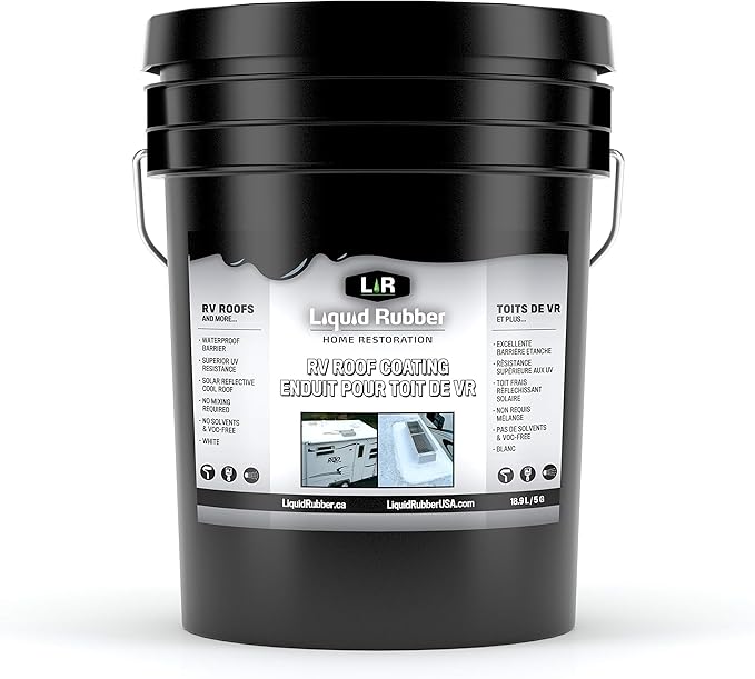 Liquid Rubber RV Roof Coating Sealant, White, 5 Gallon Amazon.ca