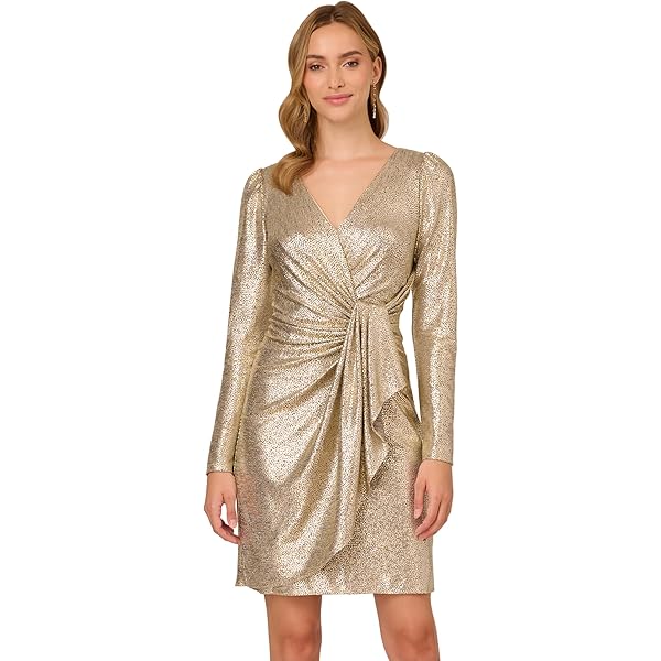 crinkle foil wrap dress in teal sapphire gold reviews Crinkle Foil Wrap Dress In Teal Sapphire Gold main image 1