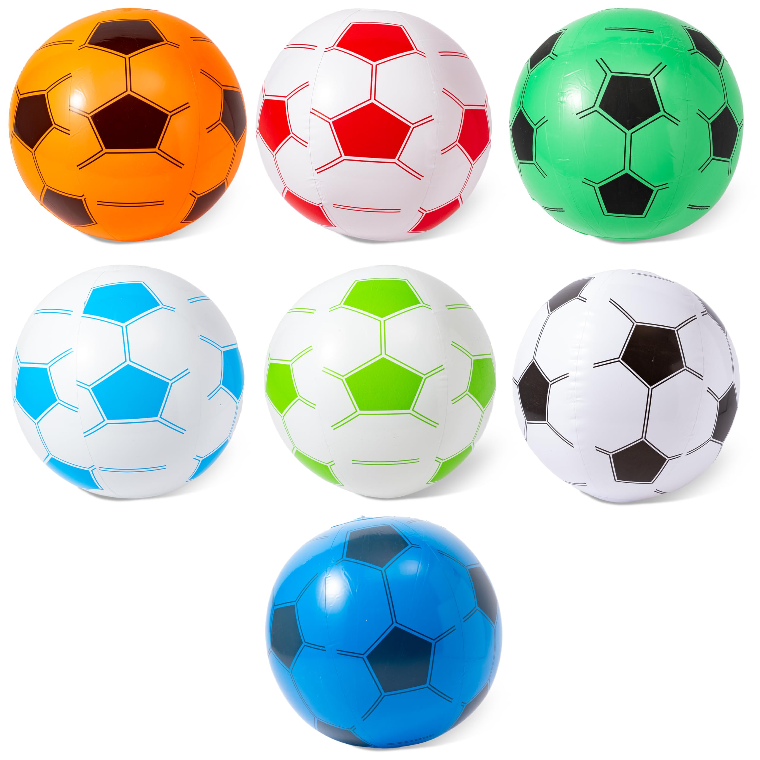 YINGENIVA 7PCS Inflatable Beach Ball Inflatable Football Blow Up Multi-Color Soccer Ball for Kids Pool Football for Summer Beach Swimming Pool Sports Game Party Supplies