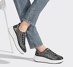 LUCKY STEP Women's Platform Sneakers Rhinestone