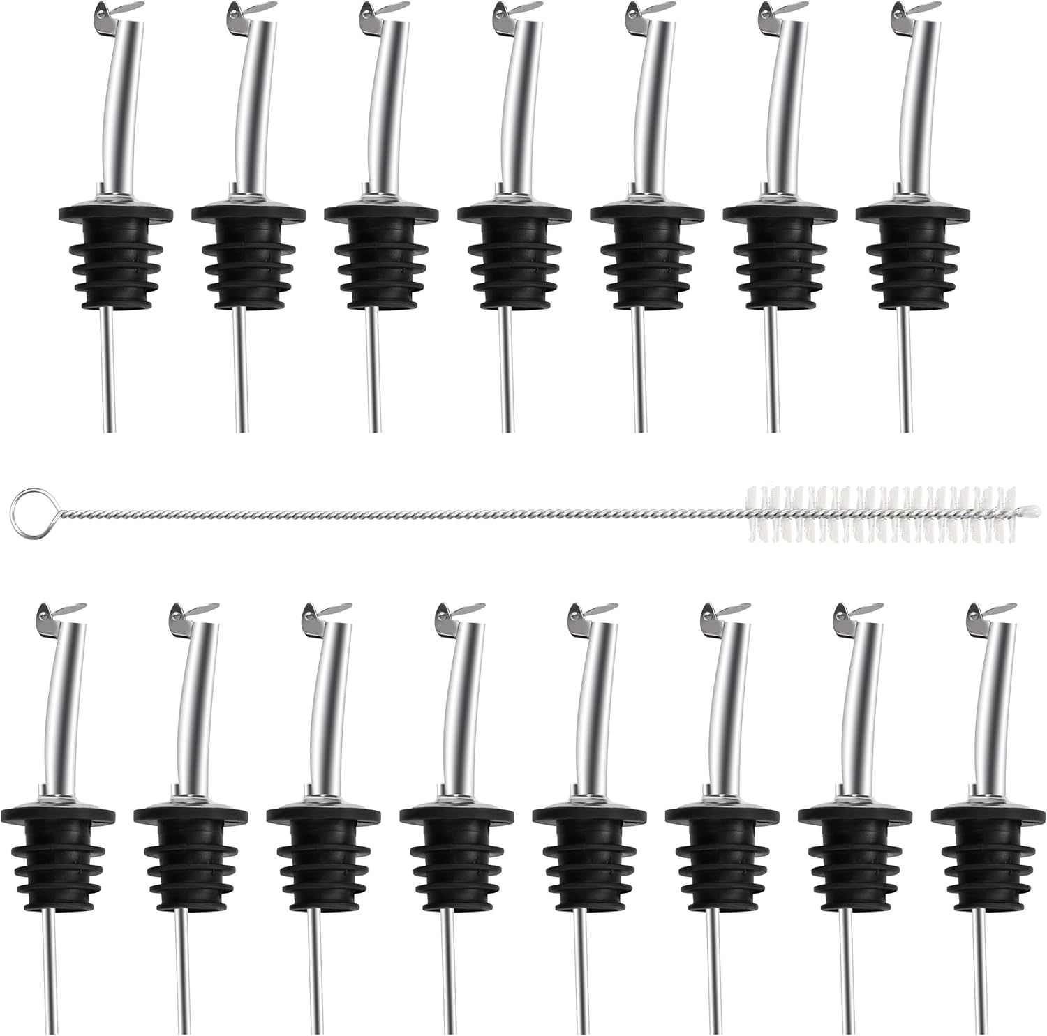Incutex 15x Flaschenausgießer Edelstahl mit Klappe Ausgießer Flasche Stopfen Ölausgießer Spirituosen Ausgießer