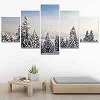 SIGNWIN 5 Panel Canvas Wall Art Modern Art Forest Multicolor Photography Relax/Calm Romantics Scenic for Home Decorations Ready to Hang - 60