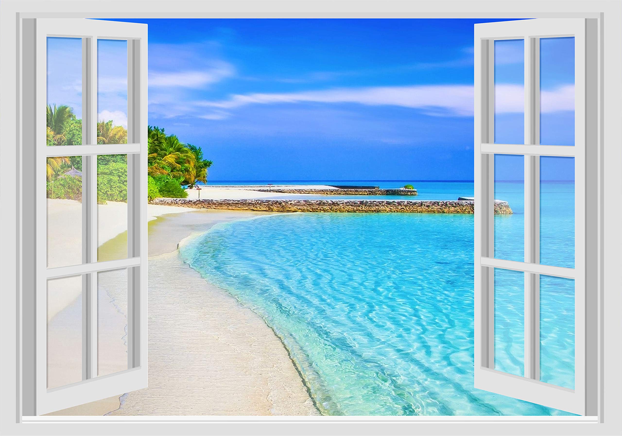 Wall Stickers Window - Ocean SEA Caribbean Beach - 70x100 cm WALL Stickers 3D wall wall