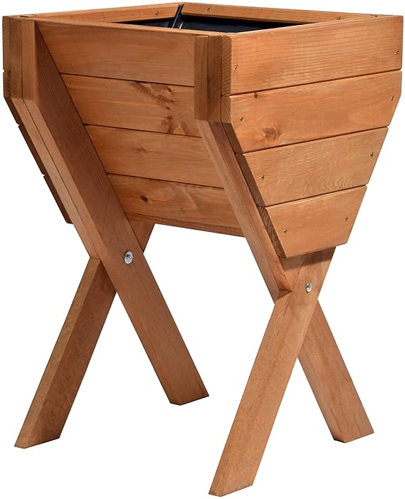 dobar dekoratives Hochbeet aus Holz (Kiefer): Tischbeet Bausatz für Gemüse, Kräuter, Blumen, flexibel platzierbar, braun, 39 