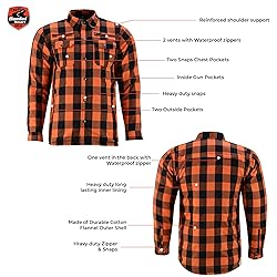 Daniel Smart Men Motorcycle Flannel Shirt Sporty