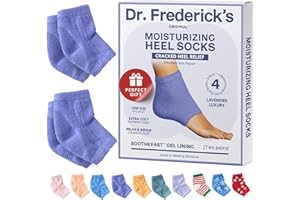 Dr. Frederick's Original Moisturizing Fuzzy Heel Socks - 2 Pairs - Cozy Gel-Lined Sleep Socks for Women & Men - Soothes Dry, Cracked Feet - Heel Repair - Lavender Luxury
