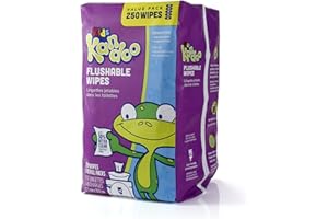 Flushable Wipes for Baby and Kids by Kandoo, Unscented for Sensitive Skin, Hypoallergenic Potty Training Wet Cleansing Cloths, 250 Count, Pack of 5