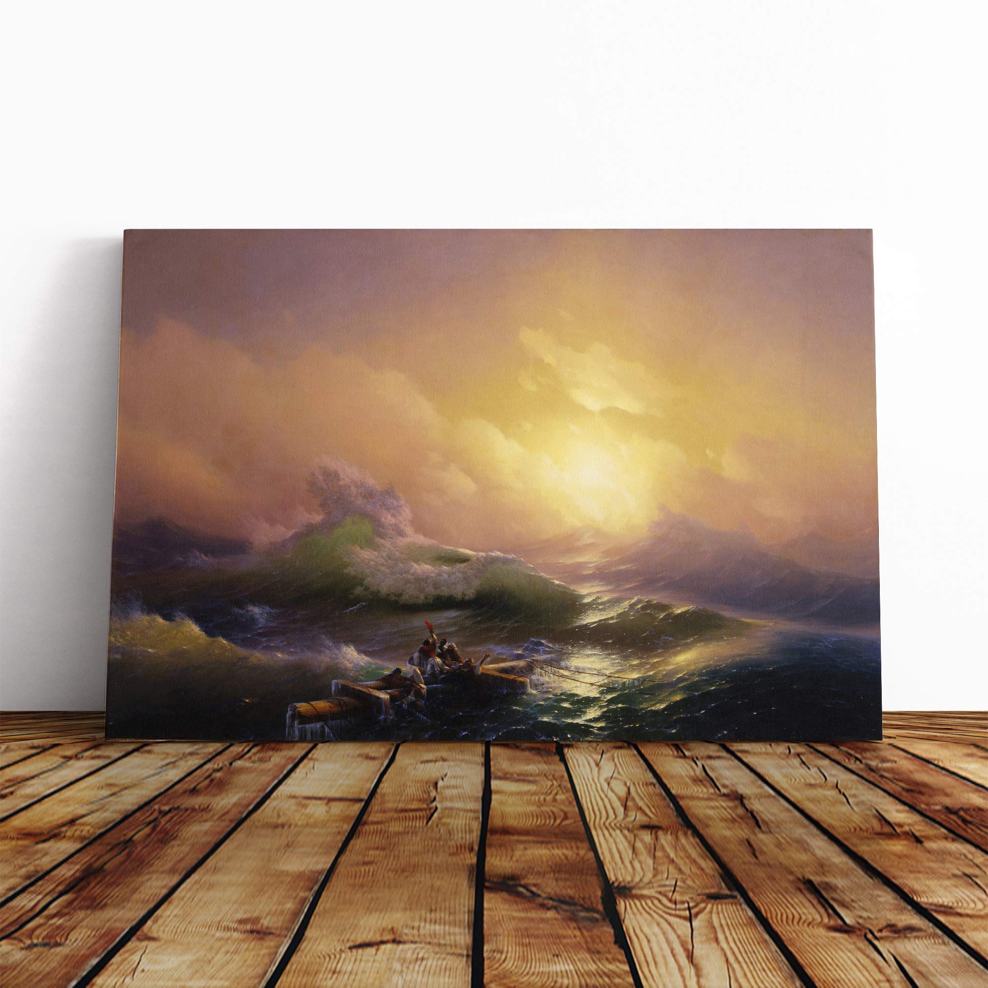 Ivan Aivazovsky The Ninth Wave Canvas Print | Gallery Wrapped 30mm Frame Wall Art | 20x14 inches | Ready to Hang | Modern Seascape Picture | Living Room Bedroom Lounge Office