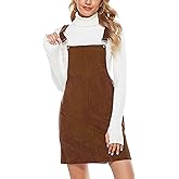 Hooever Women's Cute Corduroy Overall Bib Dress Pinafore Suspender Dress Skirt Jumper