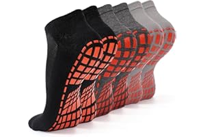 NOVAYARD 6 Pairs Non Slip Grip Socks Yoga Pilates Hospital Socks Sticky Grippers for Men Women