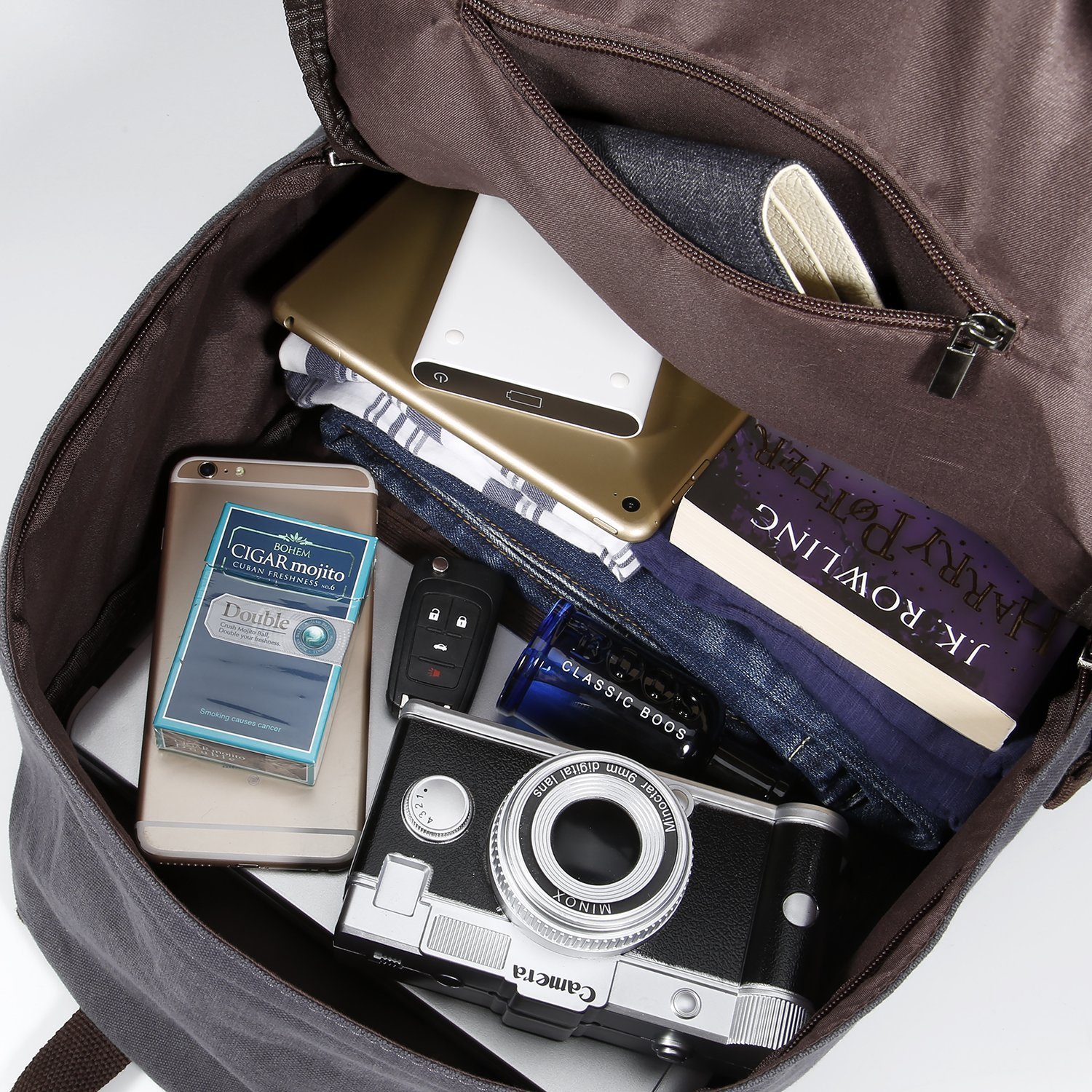 ibagbar Classic Lightweight Canvas Backpack Daypacks Dark Gray