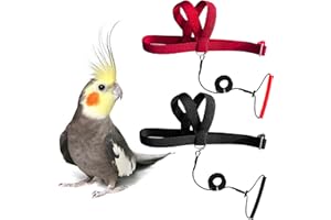 VANFAVORI 2 Pieces Adjustable Bird Harness with 80 Inch Leash, Outdoor Flying Kit Training Rope for Bird Parrots Cockatiel S 