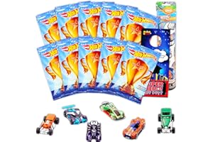 Hot Wheels Mystery Pack - Bundle with 10 Individually Wrapped Mystery Hot Wheels Party Favors and 50 Tattoos for Kids, Boys (Hot Wheels Toys)