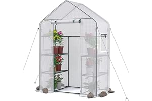 WORKPRO Greenhouse, 56"X 28" X 77" Portable Small Greenhouses for Outdoors & Indoors, Sturdy Green House Kit with Thicken PE Cover, Windows, 3 Tier 4 Shelves for Patio, Backyard, Balcony