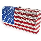 National Flag Rhinestone Clutch Purses Handbags for Women, Bling Evening Bags & Formal Party Crystal Bags, USA American