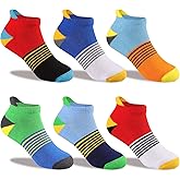 Comfoex Boys Socks 4-10 Years Old 6 Pairs Half Cushioned Short Ankle Athletic Cotton Socks