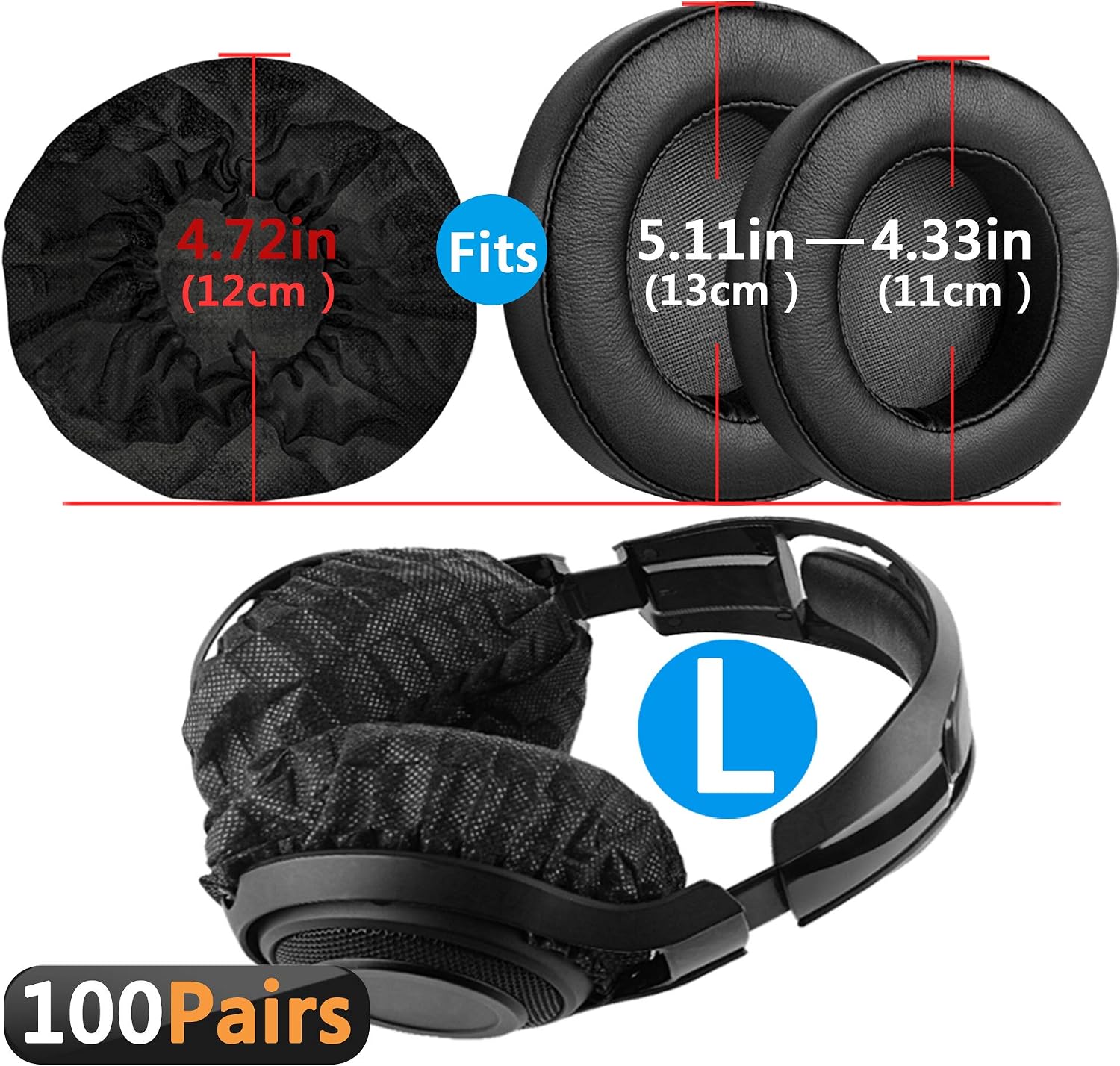 Geekria 100 works Disposable Headphones Ear Cover for Large Over-Ear Headset Earcup, Stretchable Sanitary Ear Pads Cover - Image 3