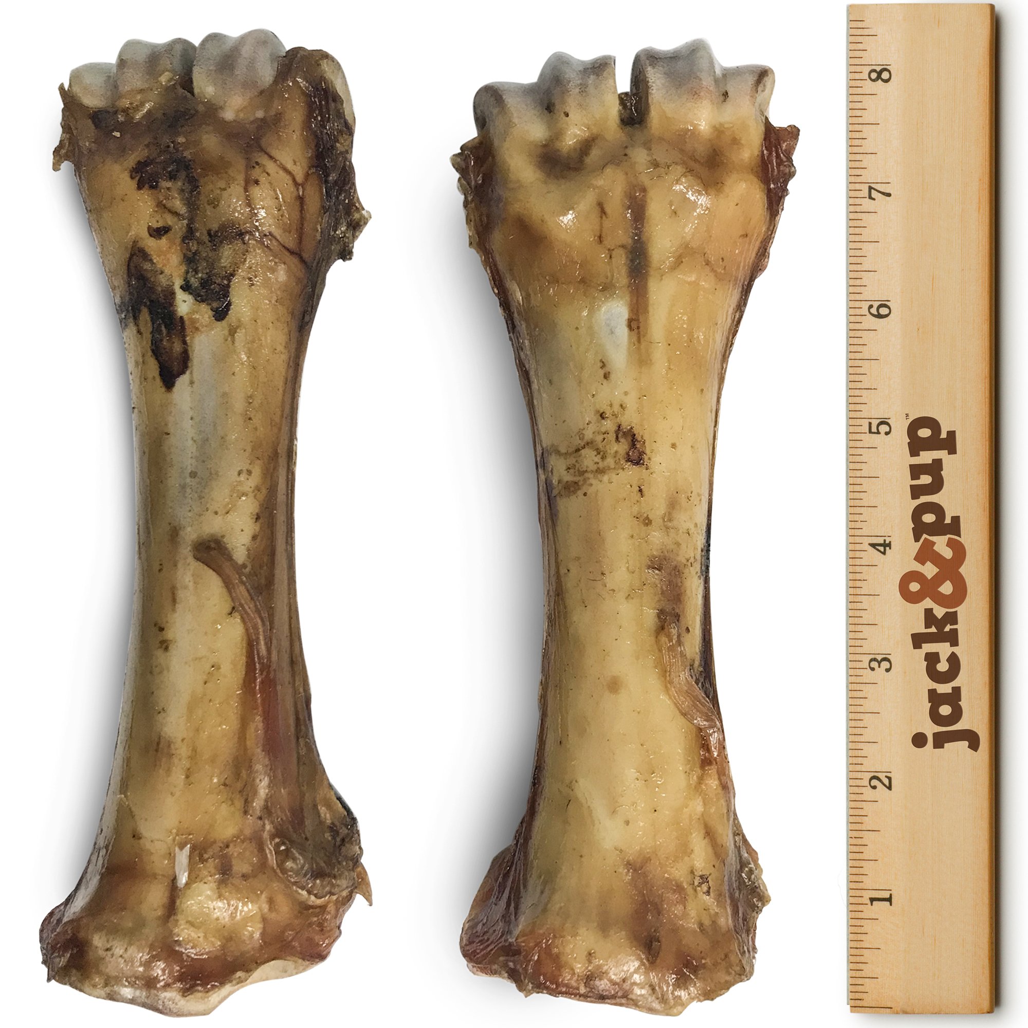 Jack&Pup Premium Grade Roasted Meaty Beef Shin Bone Dog Treats (3 Pack) – 8” Long Lasting All Natural Gourmet & Healthy Dog Bone Treat Chews – Savory Smoked Beef Flavor