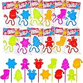 Bulk Christmas Party Favors for Toddlers 100 PCS, Xmas Sticky Hands Goody Treat Bag Stocking Stuffer Fillers Bulk for Kids, Holiday Winter Toys Gifts Class School Games Prize Giveaways for Boys Girls