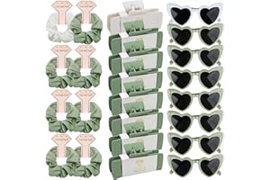 CIULAIY Bridesmaid Scrunchies Proposal Gifts 4.1inch square Hair Claws Bachelorette Hair Clip heart sunglasses Girls gift for Wedding Party Favors (White&Sage Green)