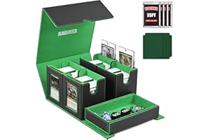 Card Deck Box for MTG with Commander Display, 5 in 1 Card Storage Box Fits 400+ Double-sleeved Cards, Removable Deck Case for