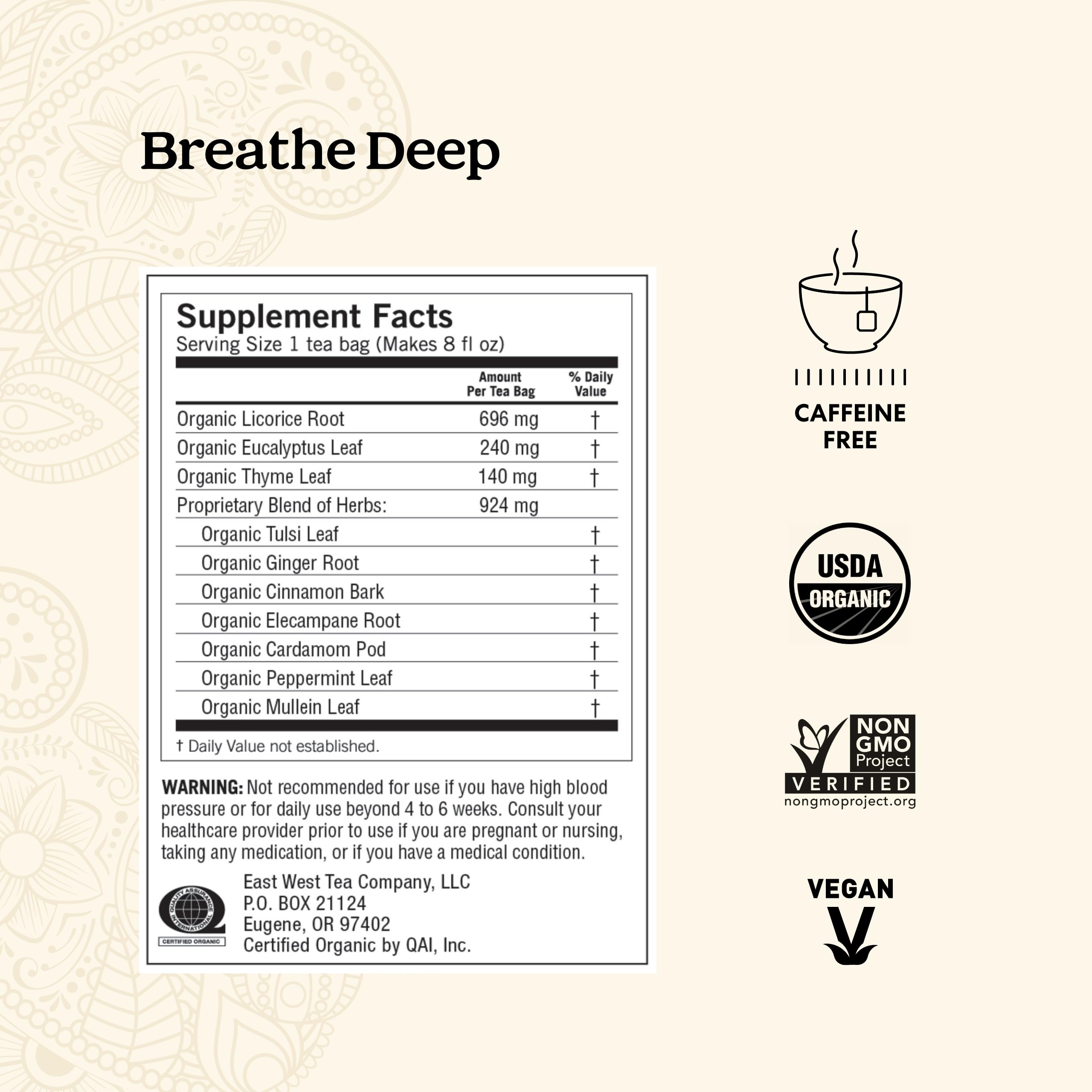 Yogi Tea Breathe Deep Tea - 16 Tea Bags per Pack (6 Packs) - Organic Respiratory Tea - Supports Respiratory Health - Includes Licorice Root, Eucalyptus Leaf, Ginger Root & Cinnamon Bark