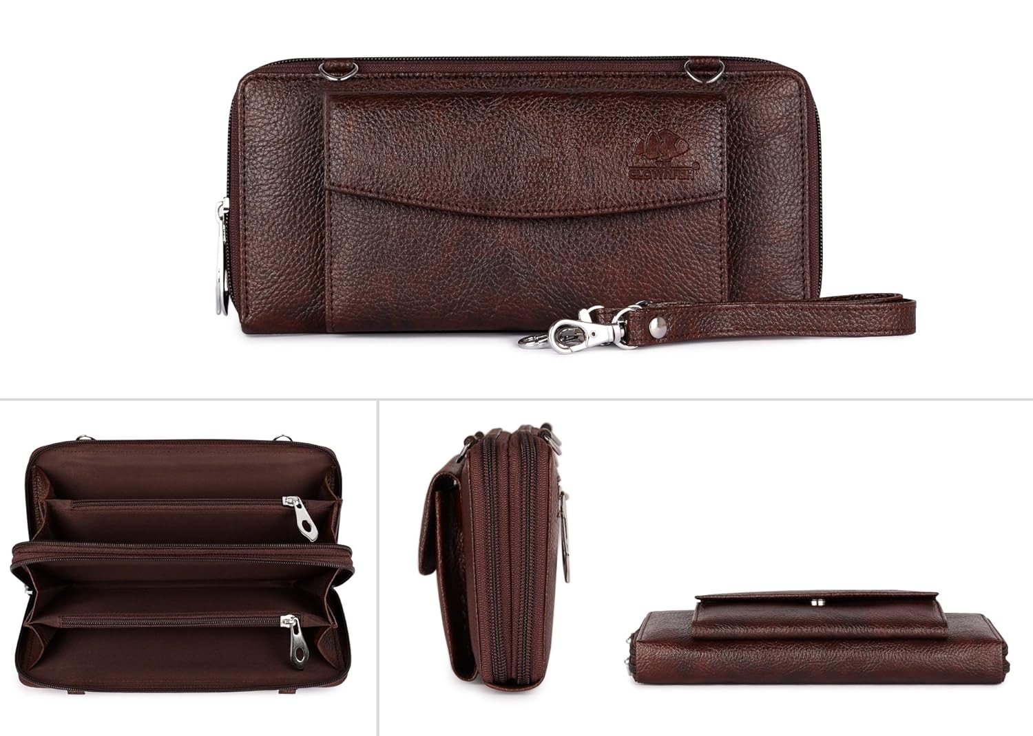 the clownfish leatherette wallets for women ladies purse handbag clutch bag-dark brown