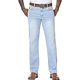 MZNBURAM Men's Stretch Relaxed Fit Straight-Leg Jeans - Cowboy Cotton Fashion Comfort Flex Waist Denim Pants