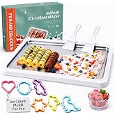 Rolled Ice Cream Maker &ndash; Premium Instant Ice Cream Maker - Rolled Ice Cream Tray- Spatulas &amp; Shape Molds Included-Food-Grade SUS 304 Stainless Steel Cold Plate for DIY Rolled Ice Cream