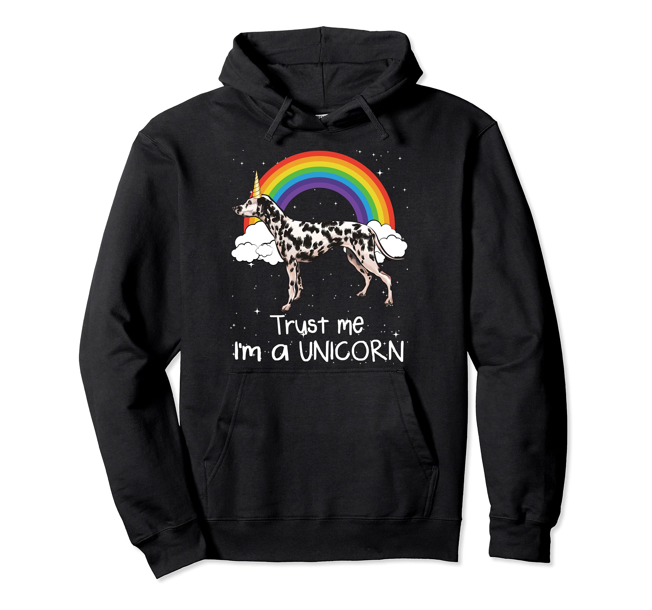 Rainbow Dalmatian Trust Me I'm A Unicorn Dog Pullover Hoodie