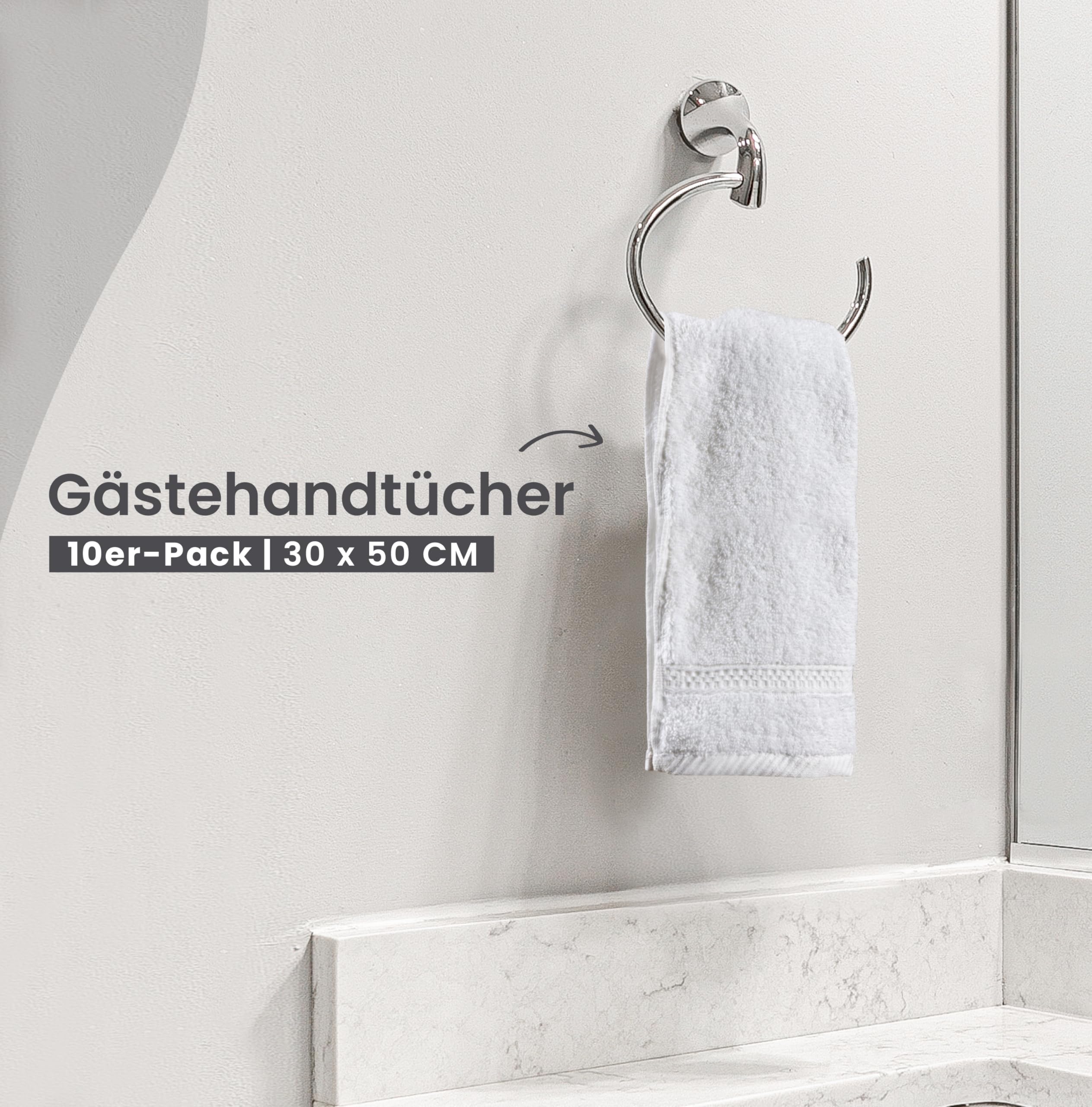 Utopia Towels - 10er Pack Gästehandtücher 30x50 cm mit Aufhängeschlaufe, 100% Baumwolle weich und saugfähig Gästetücher Set (Weiß) 7