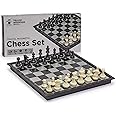 Yellow Mountain Imports Magnetic Portable Medium Chess Board Game Set (9.8 Inches) - Travel Chess Set with Folding Board and Felt-Bottom Chessmen