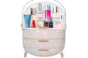 Ptesly Teen Girls Gift Makeup Organizer,Skincare Organizer Jewelry Storage,Cosmetics Storage and Display Case,Make Up Holders and Organizers for Countertop,Bathroom Organizer (Pearl White)