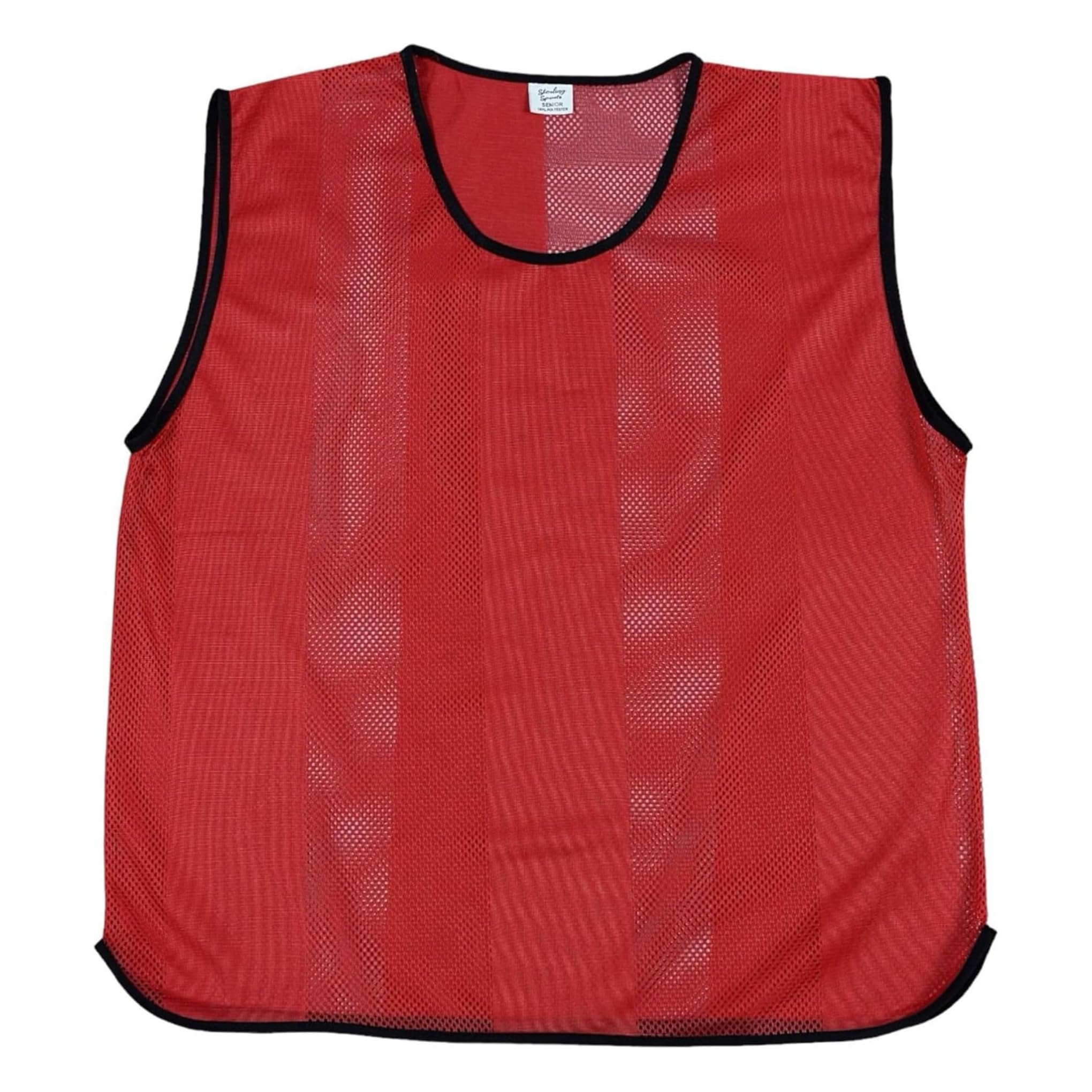 Sterling Sports 10 X Training Bibs Sports Mesh Football Bibs Adult - Quick Dry Football Training Equipment For Soccer, Rugby, Basketball & Cricket - Ideal Team Practice Vests (Red, Youth)