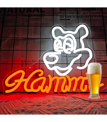 Amazon.com: Platinum Hamm's Beer Bear Tin Sign Neon Clock Game
