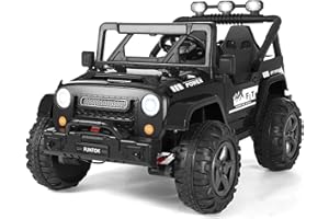 FUNTOK 24V Ride On Toy for Big Kids, 2 Seater 4WD Battery Powered Electric Car w/Remote Control, 4x200W Motor, Truck Bed Storage, LED Headlights, Music Player, Bluetooth, Gifts for Boys Girls