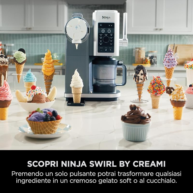 CREAMi Scoop & Swirl, Gelatiera 13 Programmi, 2 Vasetti, Argento