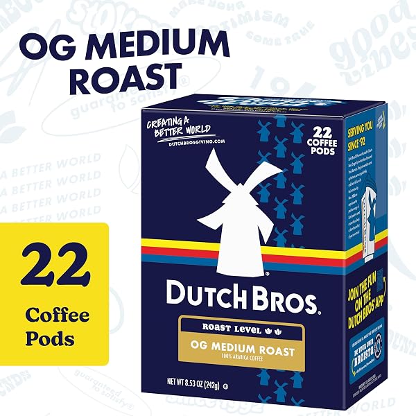 DUTCH BROS® OG MEDIUM ROAST, 22 COUNT, MEDIUM ROAST, SINGLE SERVE COFFEE PODS FOR KEURIG K-CUP BREWERS