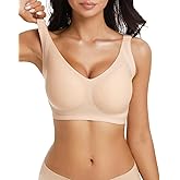 Aubrasen Wireless Bras for Women Full Coverage Supportive Push Up Bra Comfortable Seamless Yoga Friendly Fits 34C-40DD
