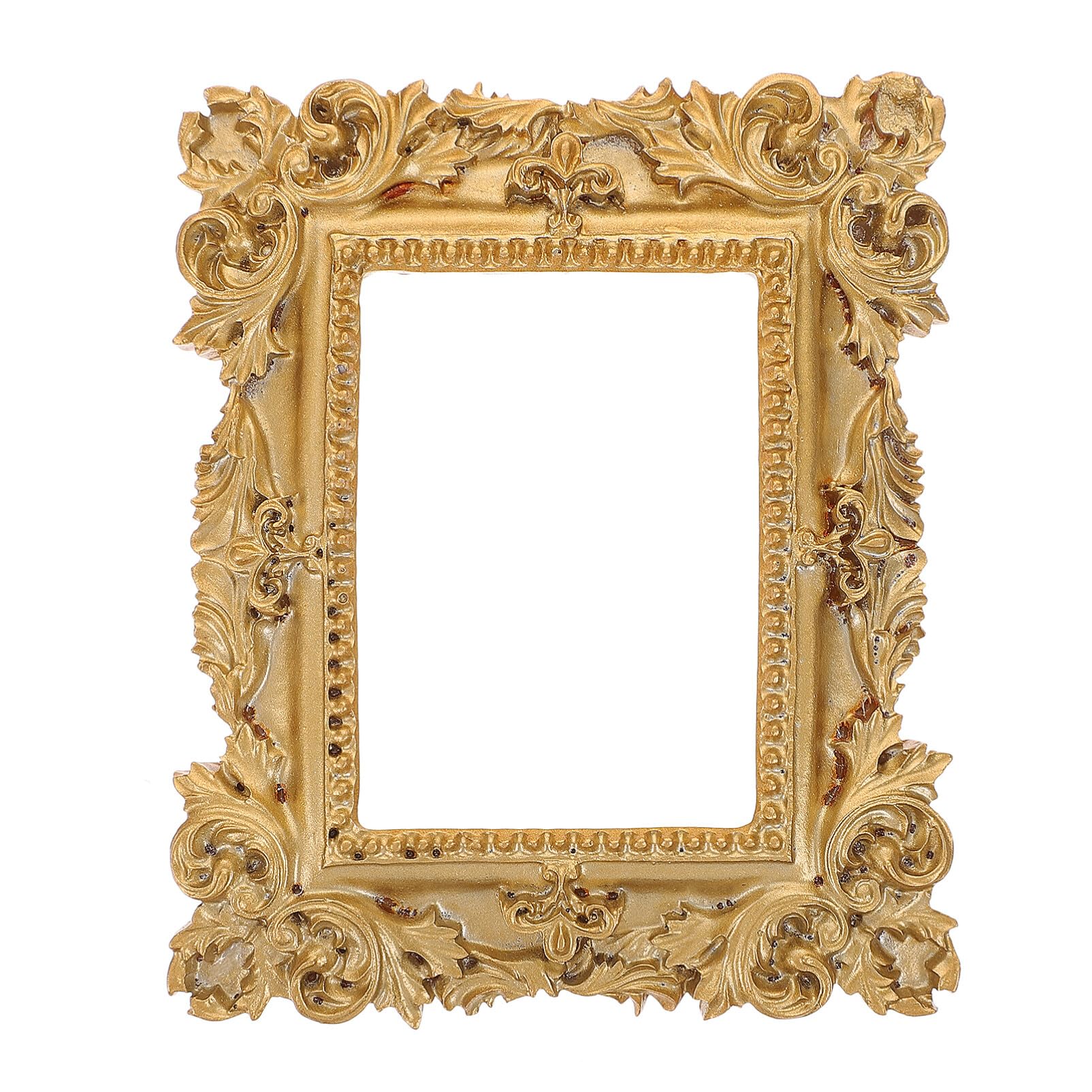 Ciieeo Gold Mini Photo Frame 3.54X3.07 Inch Ornate Resin Vintage Picture Frame for Desktop Bedroom Office Decoration Small Retro Style
