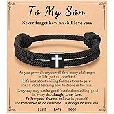UNGENT THEM Adjustable Cross Bracelet for Son Grandson, Graduation Valentines Christmas Christian Gifts for Boys Teens