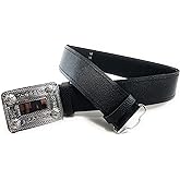 Black Leather Plain Scottish Highland Kilt Belt With Celtic Design Chrome Buckle