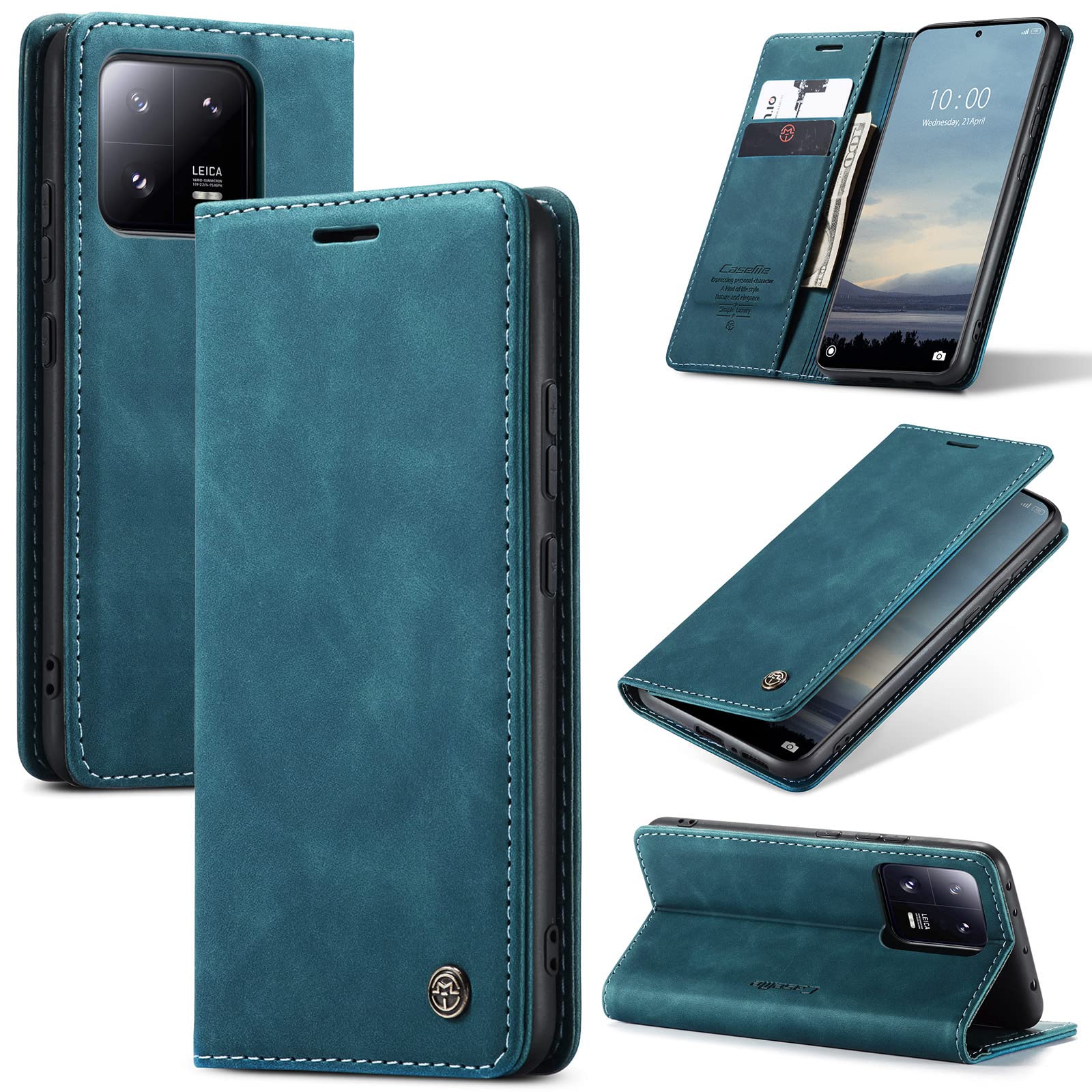 UFinetech Xiaomi 13 Pro Elegant Wallet Case, Soft TPU & Leather with Camera Protector - Ultra-Slim, Secure Magnetic Flip, Kickstand, Card Holder, Shockproof, Anti-Scratch - Chic & Versatile Blue